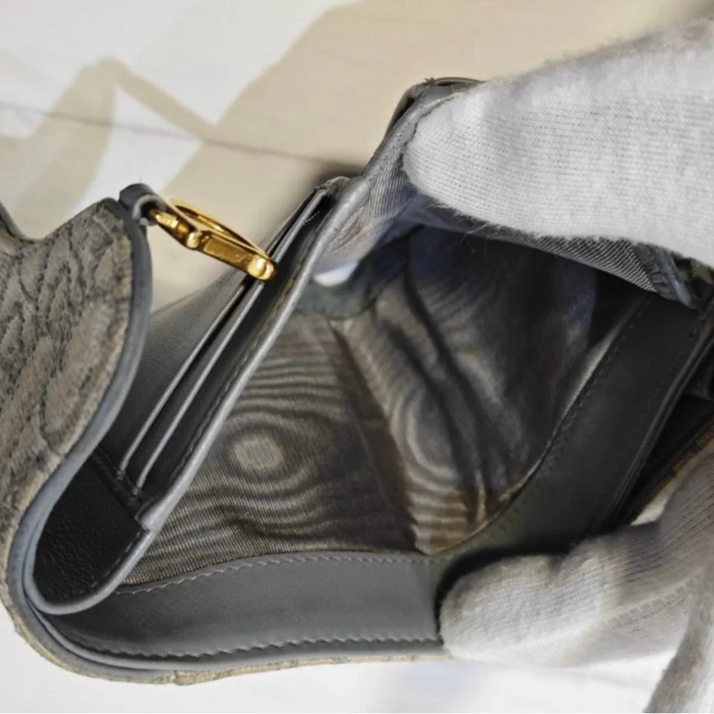 Dior Beige Saddle Trotter TriFold Wallet with Gold Accent